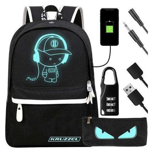 Patio Kruzzel 19374 Usb Verlichte Rugzak, Laptoptas, Zwart