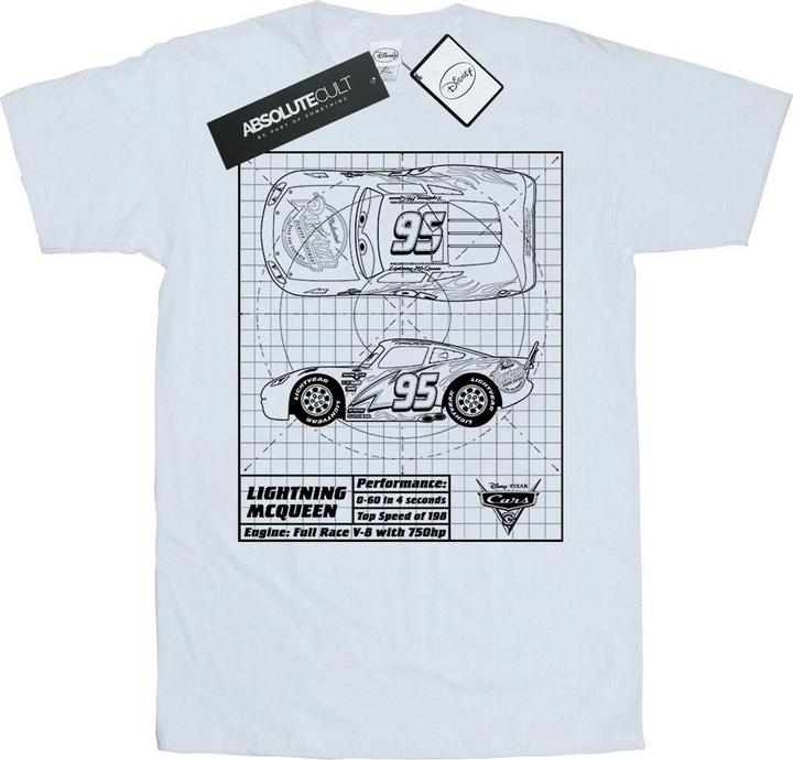 Immagine prodotto Disney Cars Lightning McQueen Blueprint Maglietta Ampia Donna (S)