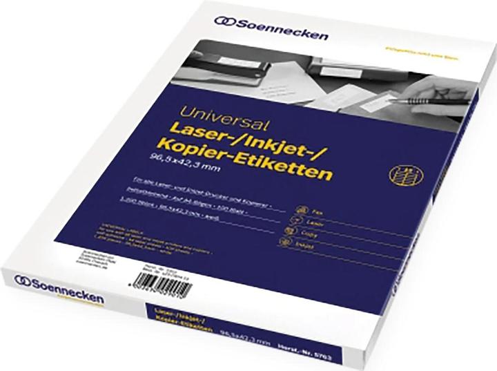 Soennecken Etikett-ILK 96.5x42.3mm weiss 100 Blatt Packung 1200 Etiketten