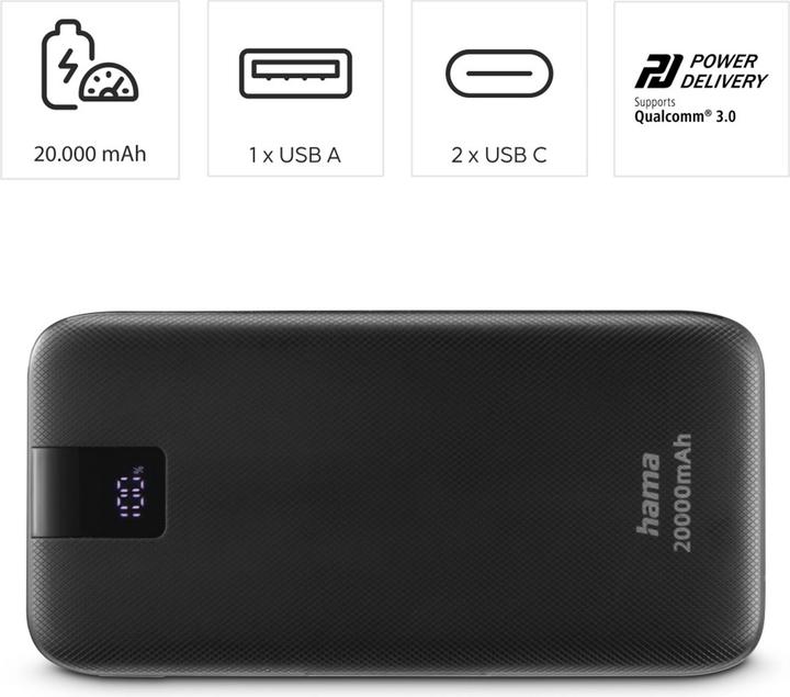 Actual product image Hama Power Pack PD 20 (20000 mAh, 20 W, 74 Wh)