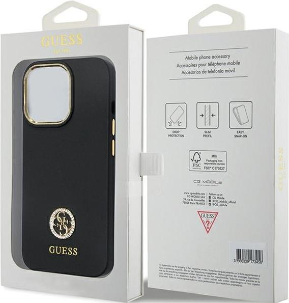 Actual product image Guess GUHCP13LM4DGPK iPhone 13 Pro / 13 6.1" czarny/black hardcase Silicone Logo Strass 4G (Apple iPhone 13 Pro, Apple iPhone 13)