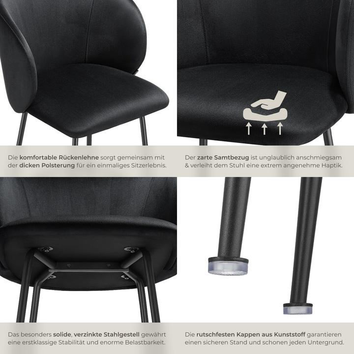 Actual product image tectake Bar stool Luana, with backrest, velvet look