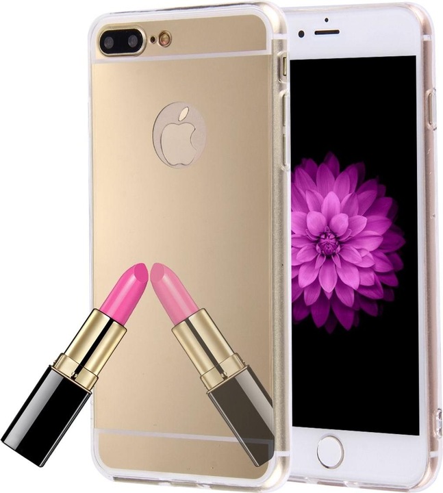 Produktbild König Design Apple iPhone 8 Plus Handy Hülle Spiegel Mirror Soft Case Schutz Cover Etuis Gold (Apple iPhone 8 Plus)