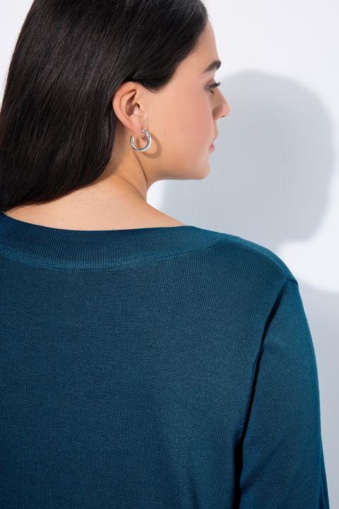 Produktbild Ulla Popken Pullover, V-Ausschnitt, Langarm, weicher Feinstrick (42, 44)