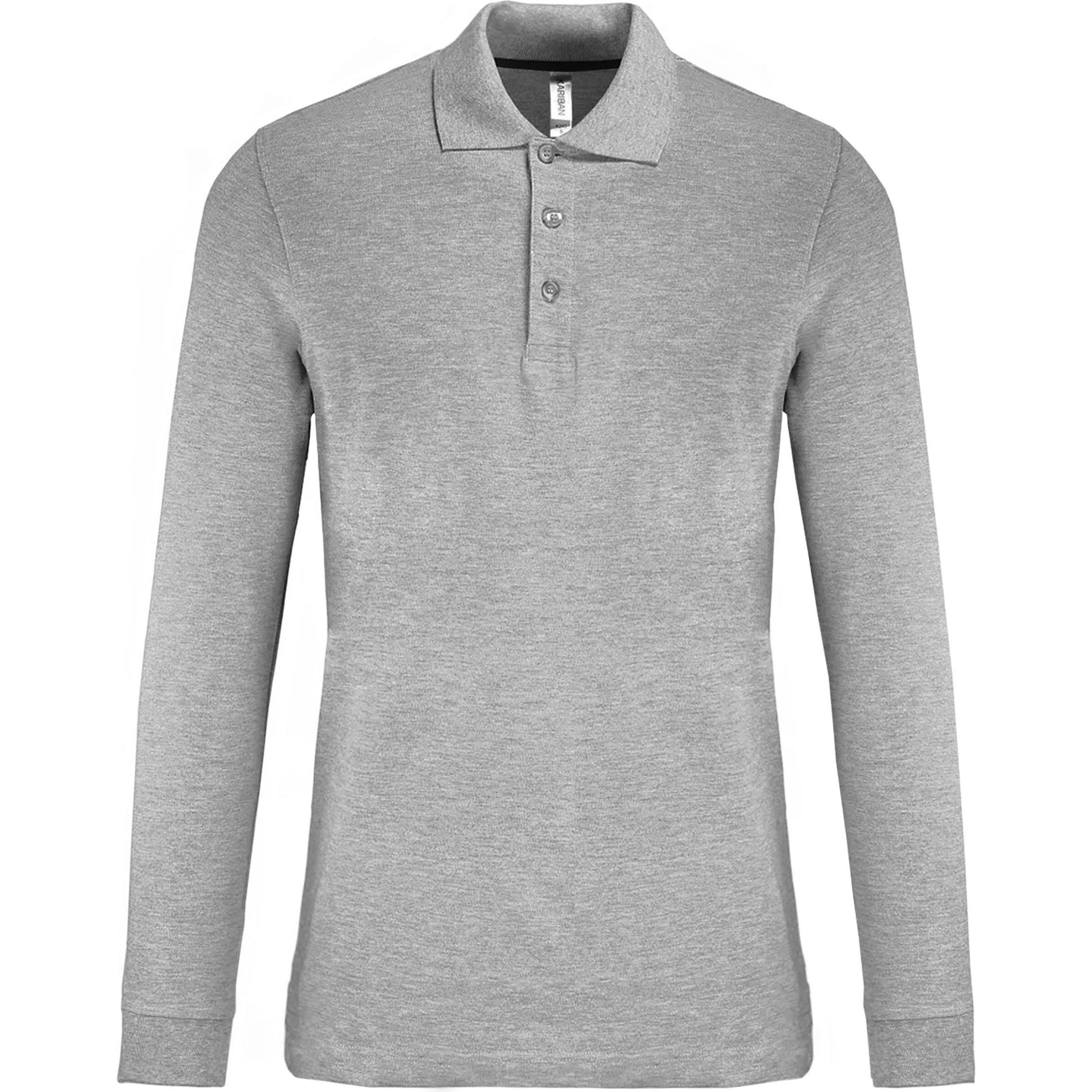 Kariban, Herren, Shirt, Langärmeliges Poloshirt, Grau, (4XL)