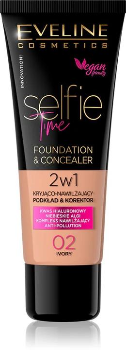Eveline Selfie Time Foundation & Concealer Concealing And Moisturising Deck And Proofreader 02 (Ivory)