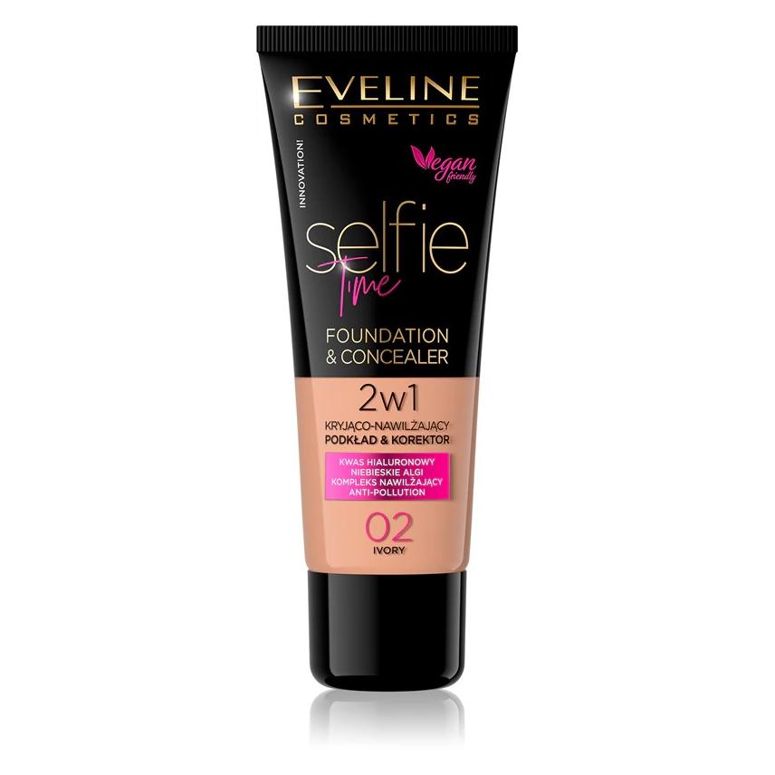 Eveline, Stichting, Selfie Time Foundation & Concealer Dekkend En Hydraterend 02 (Ivoor)