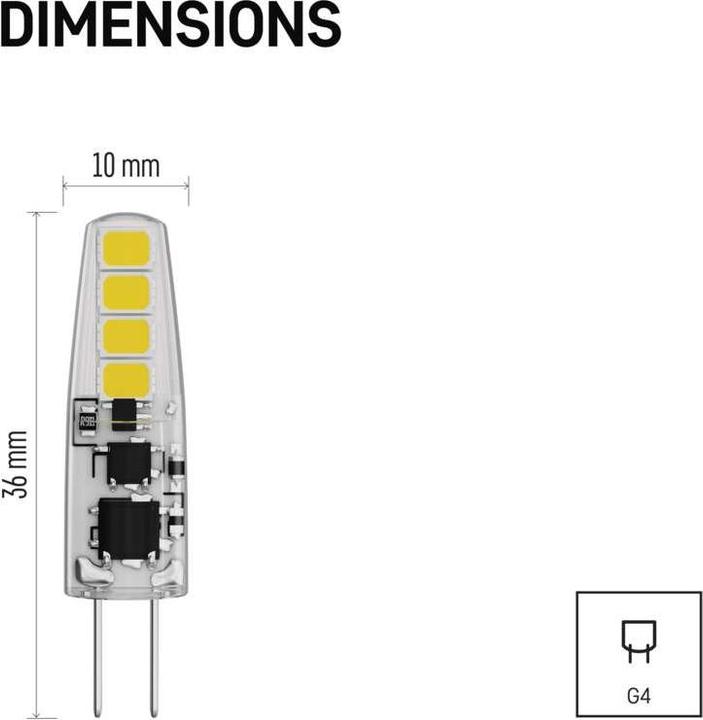 Etichetta energetica Emos Lampada LED JC classica / G4 / 1,9 W (21 W) / 200 lm / Bianco caldo (G4, 200 lm, 1 x)