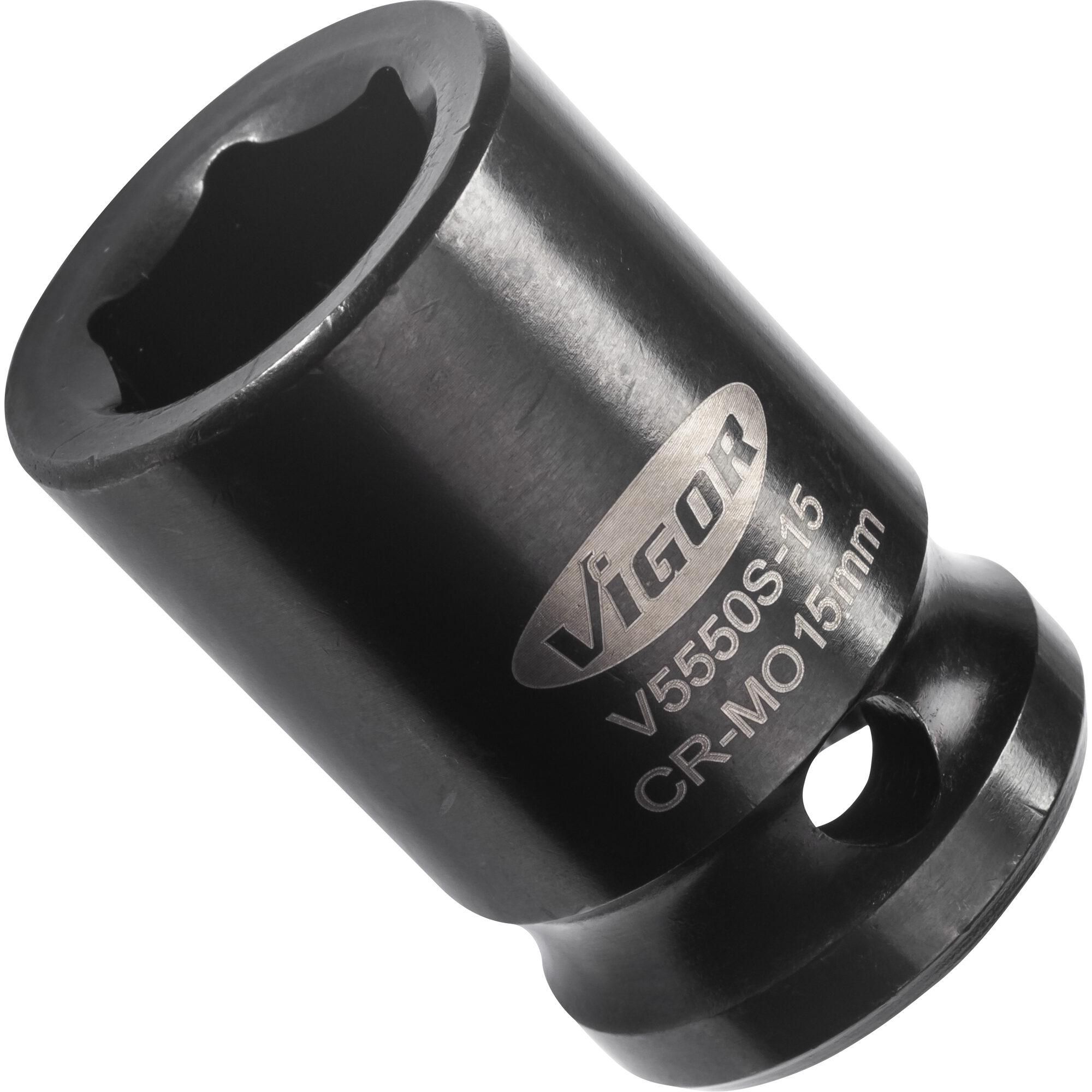 Vigor, Steckschlüssel + Stecknuss, Kraftsteckschlüssel kurz 1/2" SW 15 (15 mm)