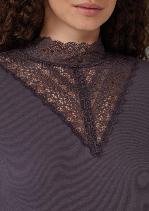 Produktbild S.Oliver T-Shirt Rippshirt mit Spitzeneinsatz und Stehkragen aus Spitze (46)