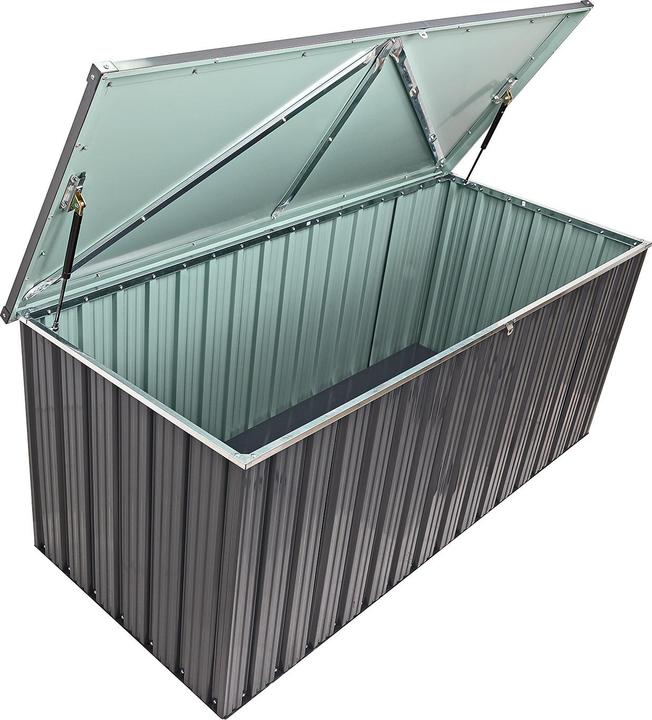 Produktbild Dema Metall Garten Gerätebox Auflagenbox Aufbewahrungsbox Truhe 770 L anthrazit weiss
