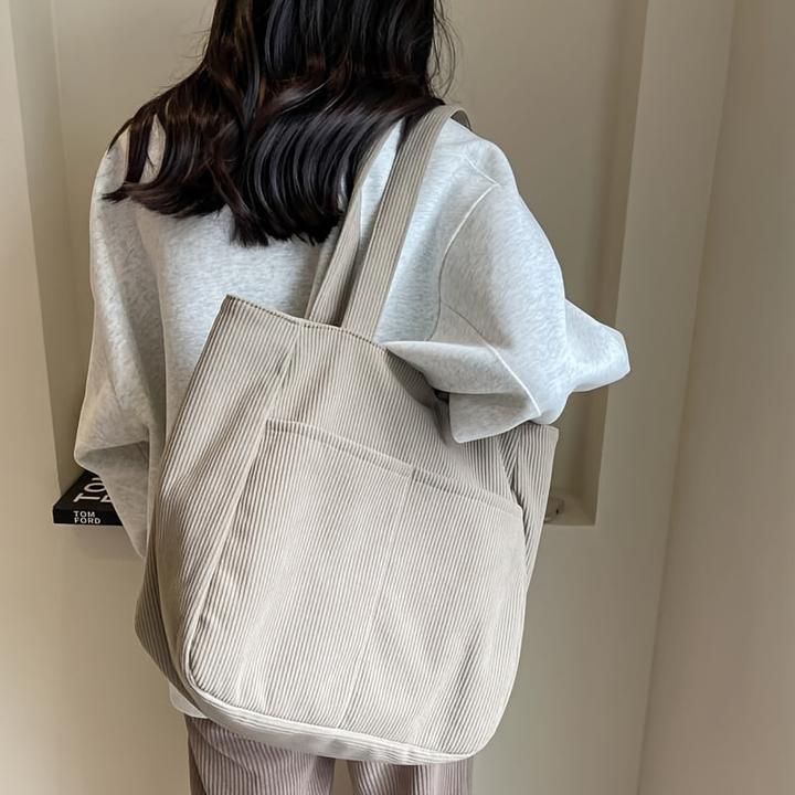 Actual product image Only-Bags.Store Corduroy bag with fixed shoulder strap, casual plain colour, zip fastening, polyester lined