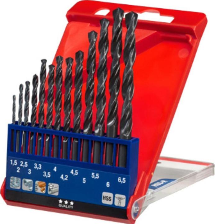 Produktbild kwb Spiralbohrer Set 13-teilig (6 mm, 6.5 mm, 5.5 mm, 3.3 mm, 1.5 mm, 3 mm, 5 mm, 2.5 mm, 3.5 mm, 4.5 mm, 2 mm, 4.2 mm, 4 mm)