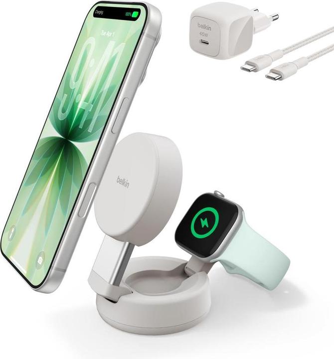 Image du produit Belkin UltraCharge Qi2 Compact 2 en 1 (25 W)