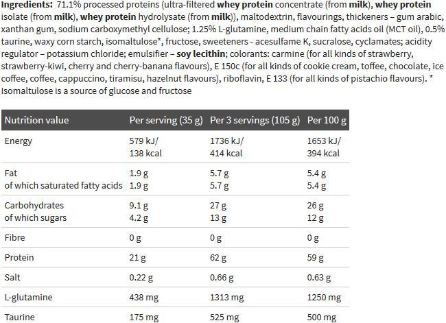 Nährwerte und Zutaten Olimp Sport Nutrition Pro Whey Shake (2270g Beutel) (Vanille, 1 Stk., 2270 g)