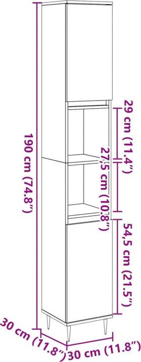 Actual product image VidaXL Bathroom cabinet (30 x 30 x 190 cm)