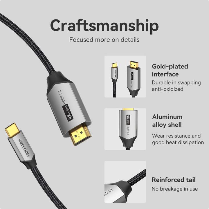 Produktbild Vention USB-C to HDMI Cable 1m CRBBF (Black) (1 m, HDMI, 2.0)