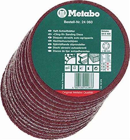 Immagine prodotto Metabo 25 fogli abrasivi adesivi. 80 mm. P 60. serie di professori (60)