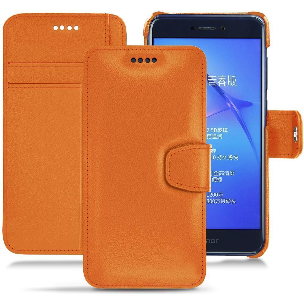 Noreve Lederschutzhülle Wallet (Huawei P8 Lite (2017)), Smartphone Hülle, Orange
