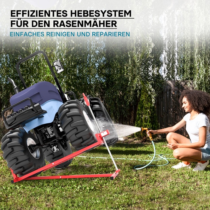 Produktbild Wiltec Hebevorrichtung Aufsitzmäher 250kg inkl. Adapter Reinigungshilfe Rasentraktor (Rasentraktor, Gartenmaschinen Aufsatz)