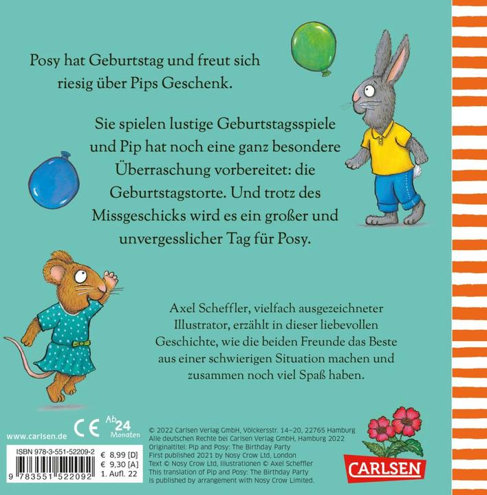 Produktbild Pip und Posy: Pip und Posy feiern Geburtstag (Deutsch, Axel Scheffler, 2022)