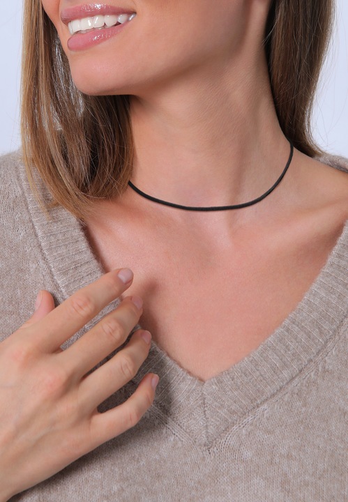 Produktbild Elli Halskette Basic Trend Blogger Choker 925 Sterling Silber (No Stein, 925er Sterling Silber, Kunstleder)
