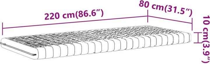 Image du produit vidaXL Schaumstoffmatratze 80 x 220 cm 7-Zonen Härtegrad 20 ILD (80 x 220 cm, Noyau de mousse)