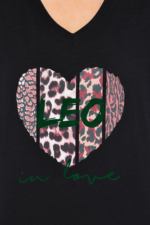 Immagine prodotto Ulla Popken T-shirt classica con cuore leopardato, scollo a V e mezze maniche (46, 48)