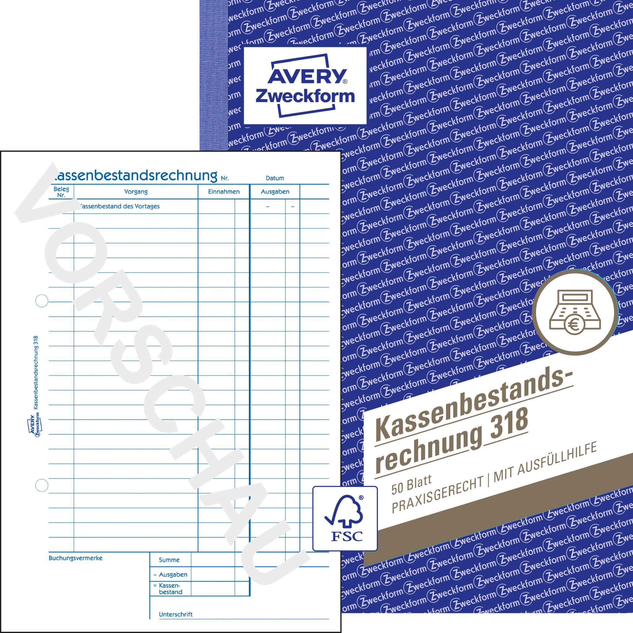 Avery Kassenbestandsrechnung (50 x) (18492544)
