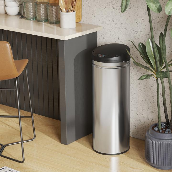 Produktbild Homcom Sensor-Mülleimer Edelstahl, Kunststoff Silber (50 l)