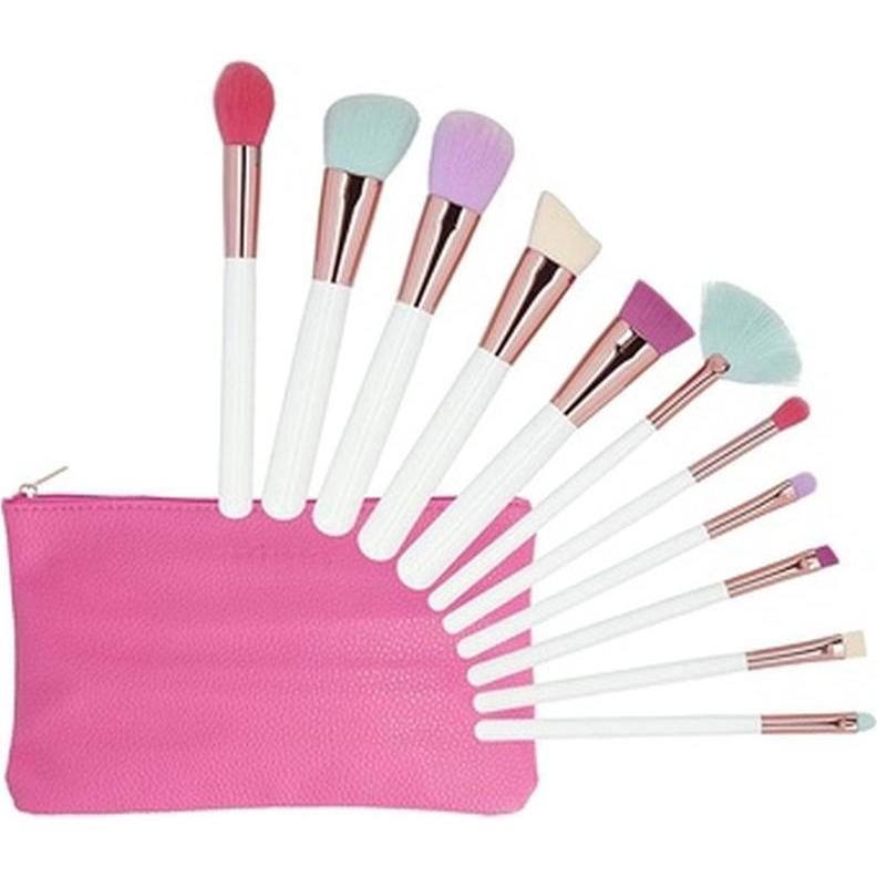 Tools For Beauty Multicolore Pennello Make-Up, T4b Mimo Set Di Pennelli Per Il Trucco Da 11 Pezzi Con Custodia - (Set)