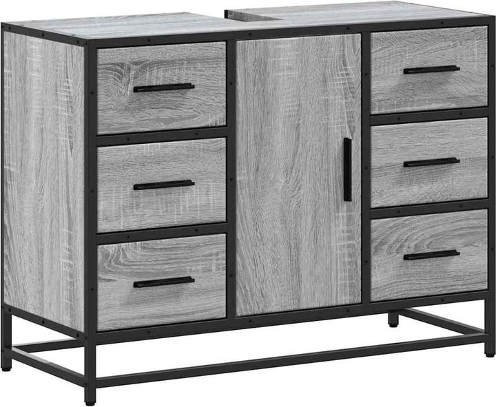 Produktbild vidaXL Waschbeckenunterschrank Grau Sonoma 80x33x60 cm Holzwerkstoff (80 x 33 x 60 cm)