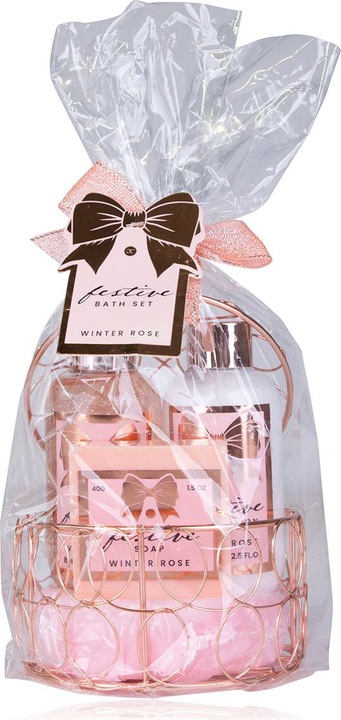 Actual product image Accentra Bath set FESTIVE in round wire basket, incl. 80ml shower gel, 80ml body lotion, 40g soap (Body care set, Hair care set)