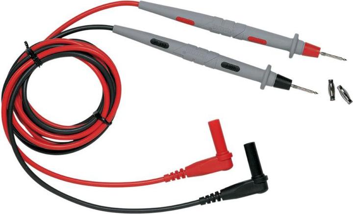 Pomona Multimeter test lead set with adapter, 1.22m, black, grey, red, brass, nickel-plated