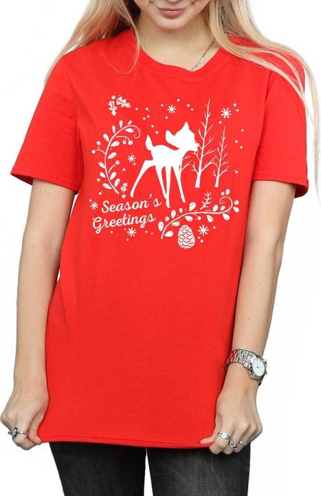 Actual product image Disney Womens/Ladies Bambi Christmas Greetings Cotton Boyfriend T-Shirt (XL)
