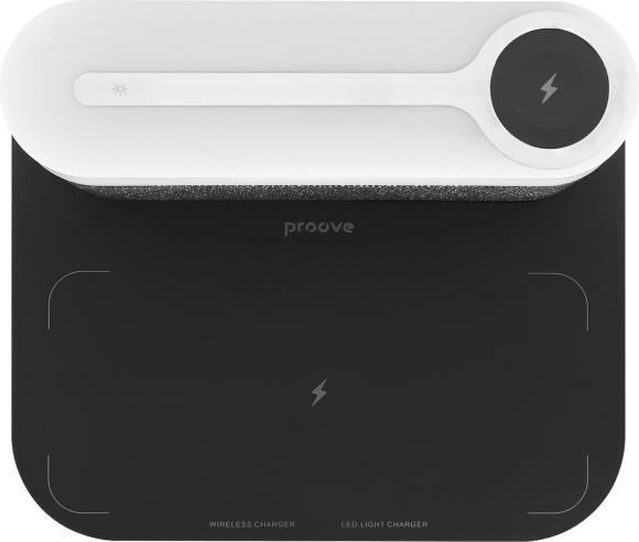 Actual product image Proove 3-in-1 Bedside lamp + Alarm clock Day & Night LED 1200mAh 3W inductive charging 15W dark gray