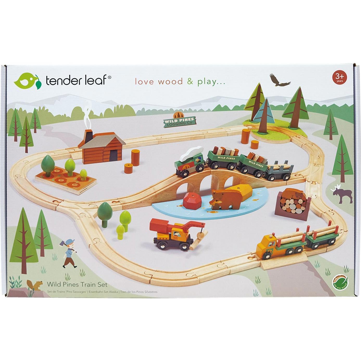 Thumbnail - Tender Leaf Toys Eisenbahn im Wald mit Zubehör