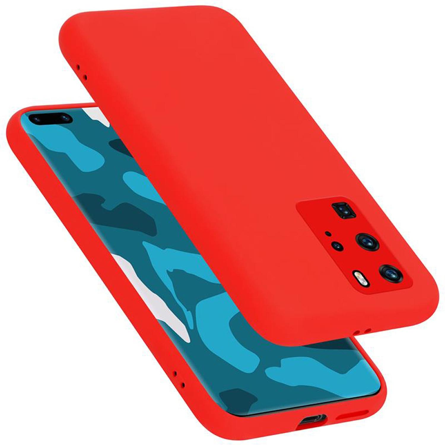 Cadorabo TPU Liquid Silicone Case Cover (Huawei P40 Pro+), Smartphone Hülle, Rot