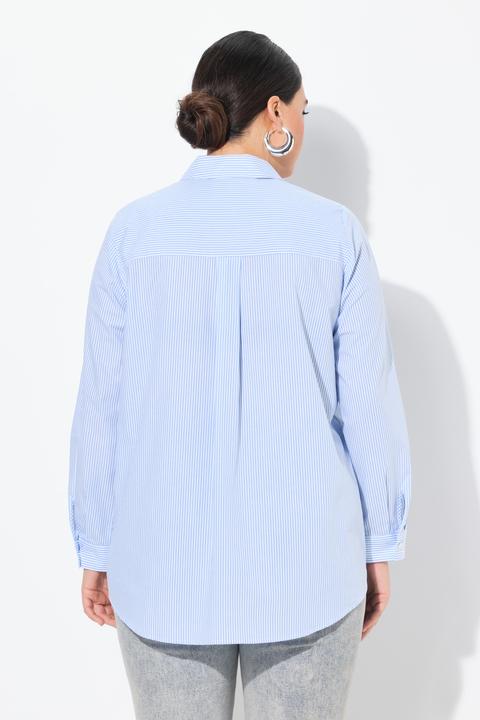 Immagine prodotto Ulla Popken Blusa a righe dal taglio svasato con SWEET, collo da camicia e maniche lunghe (46, 48)