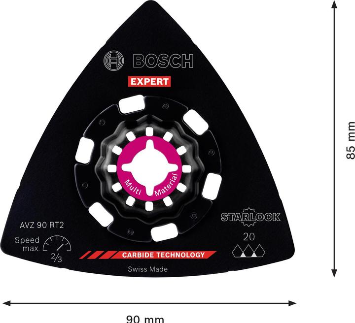 Produktbild Bosch Professional Zubehör EXPERT Sanding Plate AVZ 90 RT2 Blatt für Multifunktionswerkzeuge, 90 mm (P20,20)