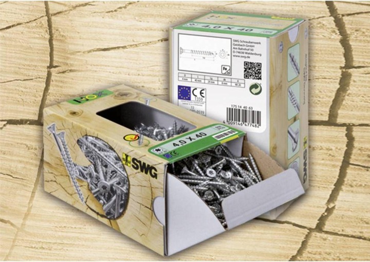 Actual product image SWG HOX internal multi-tooth screws with bit 5 X 40 galvanised steel,ETA approved (25 Screws per piece)