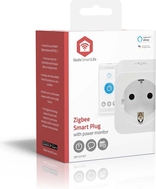 Actual product image Nedis SmartLife Smart plug Zigbee 3.0 | Power meter | 3680 W | Hybrid (CEE 7/7) | 0 - 55 °C |
