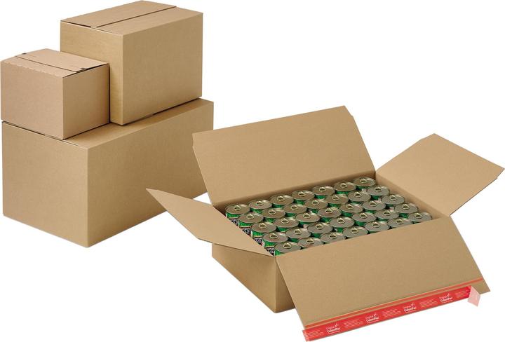 Produktbild Dinkhauser Kartonagen Blitzbodenkarton mit Selbstklebeverschluss Aufreissfaden schnelles Aufrichten (1 Stk., 23 x 16 x 8 cm)