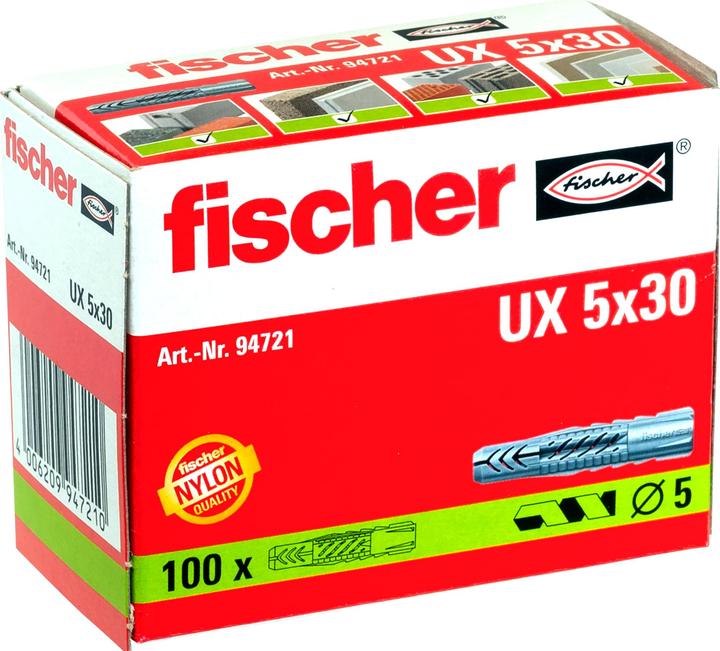 Image du produit Fischer Chevilles universelles UX 5 x 30 30 mm (100 pcs)