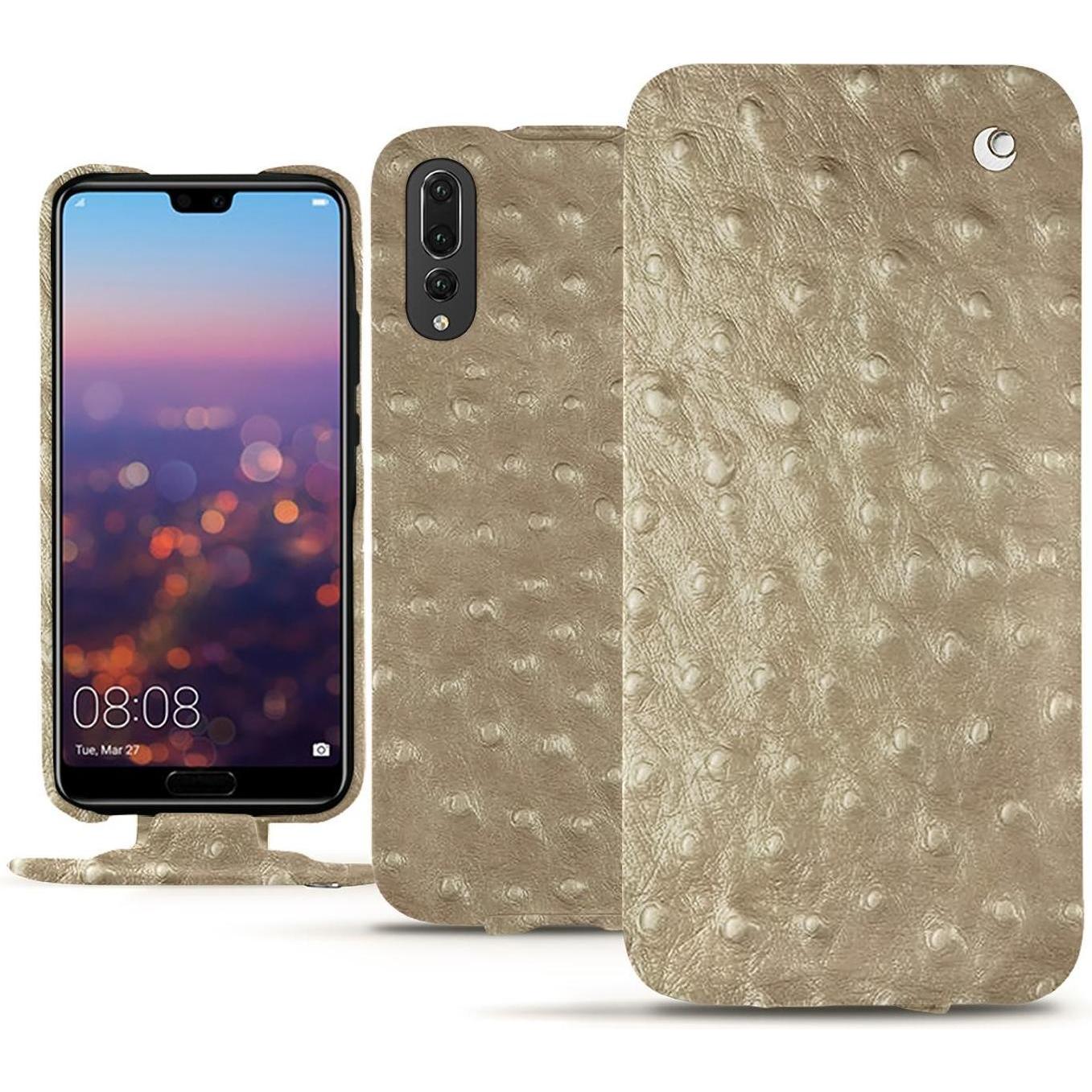 Noreve Lederschutzhülle vertikal (Huawei P20 Pro), Smartphone Hülle, Beige