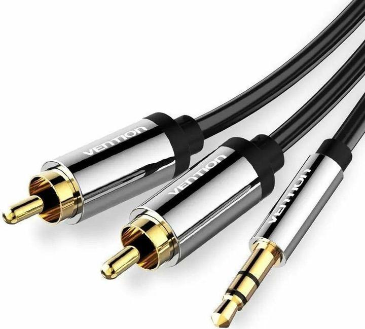 Actual product image Vention 3.5mm Male to 2x RCA Male Audio Cable 2m BCFBH Black (2 m, 3.5mm jack (AUX))