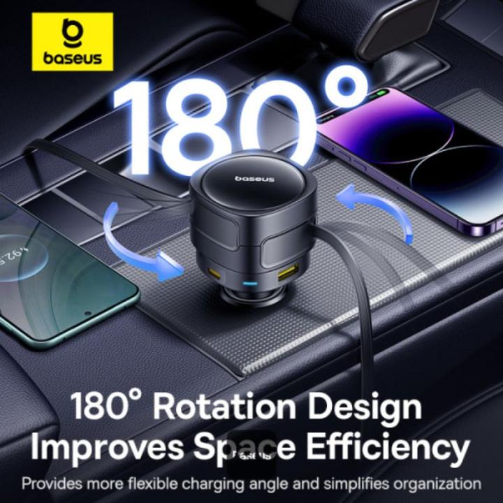 Produktbild Baseus Enjoyment Max Car Charger C+C Cables & U+C Ports 90W Cosmic Black