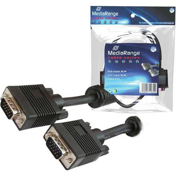 MediaRange MRCS106, VGA/VGA, M/M (5 m), Cavo video, Nero