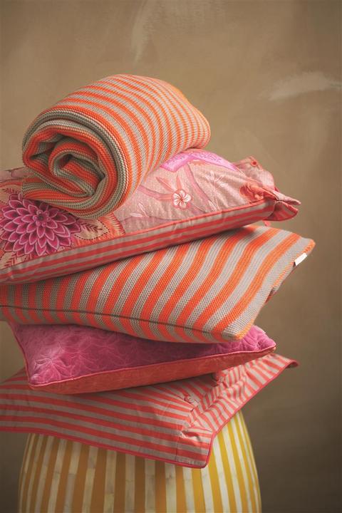 Actual product image PIP Studio Bonsoir Stripe bedspread knitted Throw orange 130x170 (1pc) (130 x 170 cm)