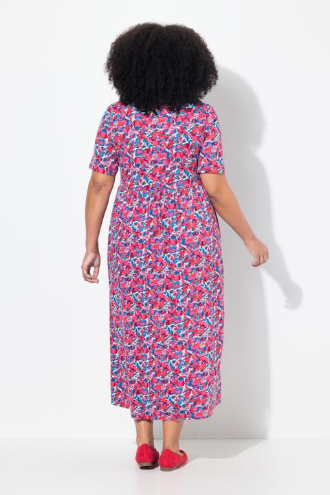 Actual product image Ulla Popken Tiny Floral Print Knit Empire Knit A-Line Pocket Dress (50, 52)